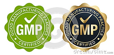 GMP certified badge. Good manufacturing practices Vector Illustration