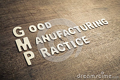 GMP or Good Manufacturing Practice Stock Photo