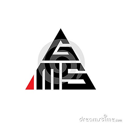 GMS triangle letter logo design with triangle shape. GMS triangle logo design monogram. GMS triangle vector logo template with red Vector Illustration