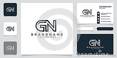 GN or NG letter designs for logo and icons with business card design Vector Illustration