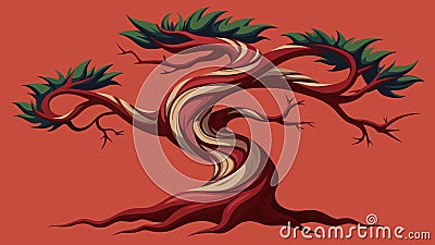 A gnarled and twisted tree its branches contorted in unique patterns serving as a reminder that growth often comes from Vector Illustration
