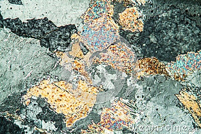 Gneiss rock under the microscope Stock Photo