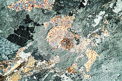 Gneiss rock under the microscope Stock Photo