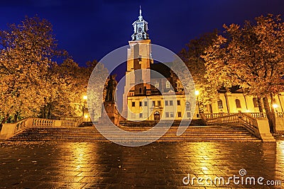 Gniezno Cathedral at sunset Stock Photo