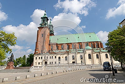 Gniezno, Wielkopolskie / Poland - May, 8, 2019: Cathedral in Gniezno. A historic church in an old city in Central Europe Editorial Stock Photo