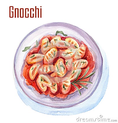 Gnocchi watercolor food illustration Cartoon Illustration