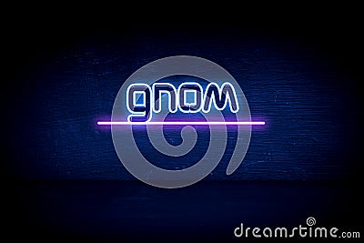 Gnom - blue neon announcement signboard Stock Photo