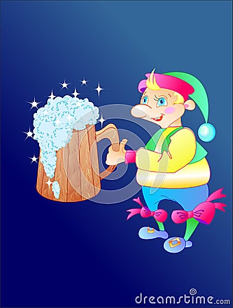 The gnome with beer Vector Illustration