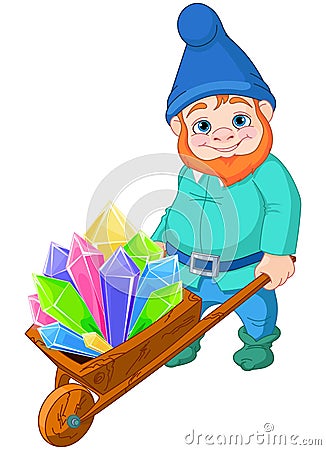 Gnome with Quartz crystals Vector Illustration