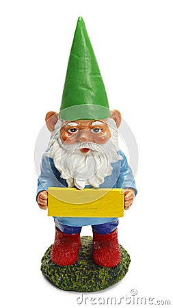 Gnome With Sign Stock Photo