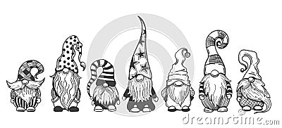 Gnome sketch set Vector Illustration