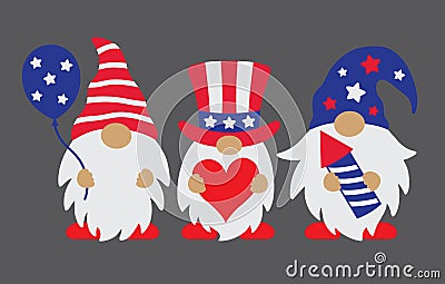 4th of July Patriotic Gnomes Vector Illustration