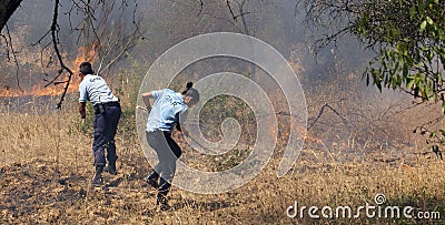 GNR Police in Portugal fighting against the fire Editorial Stock Photo