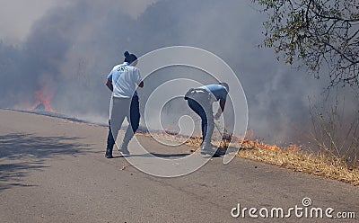 GNR Police in Portugal fighting against the fire Editorial Stock Photo