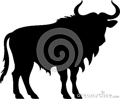 gnu Black Silhouette Generative Ai Vector Illustration