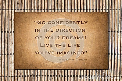 Go Confidently - Henry David Thoreau Stock Photo