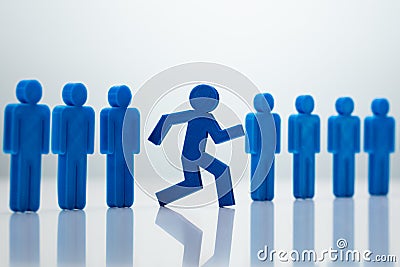 Go-Getter Running Man Standing Out From Line Stock Photo