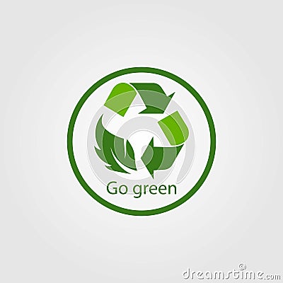 Go green arrows recycle eco symbol with leaf Vector Illustration