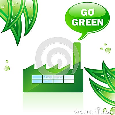 Go Green Glossy Factory. Vector Illustration