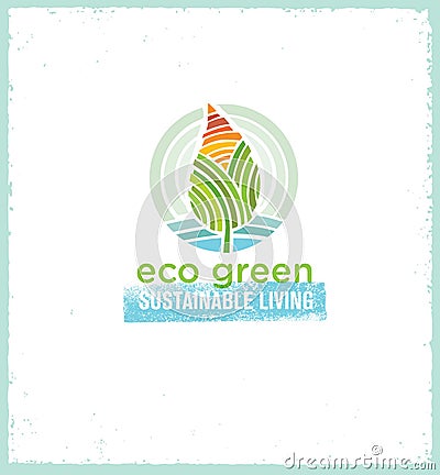 Go Green Recycle Reduce Reuse Eco Poster Concept. Vector Creative Organic Illustration On Rough Background Vector Illustration
