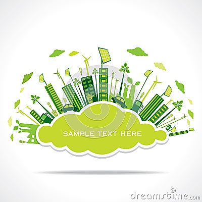 Go green or save earth with cloud shape concept Vector Illustration