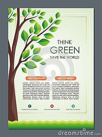 Go Green, Save Nature Flyer, Banner or Brochure Stock Photo