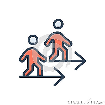 Color illustration icon for Go, walk and iteration Cartoon Illustration