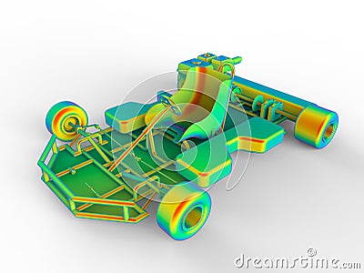Go-kart finite element analysis Cartoon Illustration