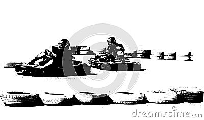 Go kart racing Vector Illustration