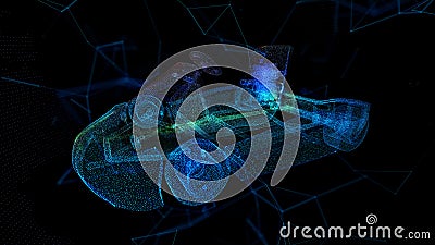Go kart racing. Light effect particles background. Modern abstract style consists of colorful dots Stock Photo