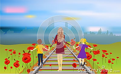 Go railroad tracks Stock Photo