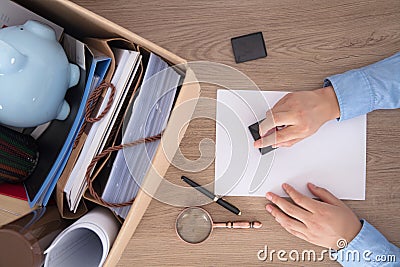 Go through the resignation procedure and quit your job Stock Photo