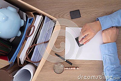 Go through the resignation procedure and quit your job Stock Photo