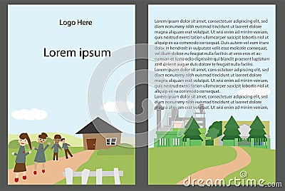 Book cover and black for a presentation in the concept of social coexistence And industry. Vector Illustration