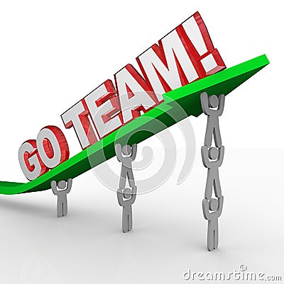 Go Team Cheerleading People Lift Words Stock Photo