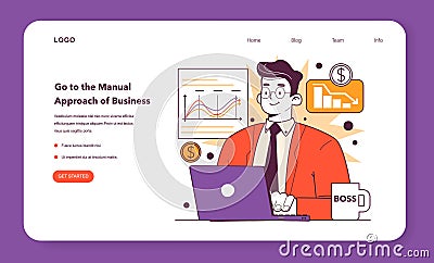 Go to the manual approach of business web banner or landing Vector Illustration