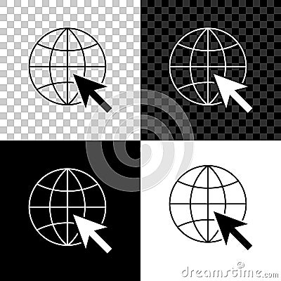 Go To Web icon isolated on black, white and transparent background. Globe and cursor. Website pictogram. World wide web Vector Illustration