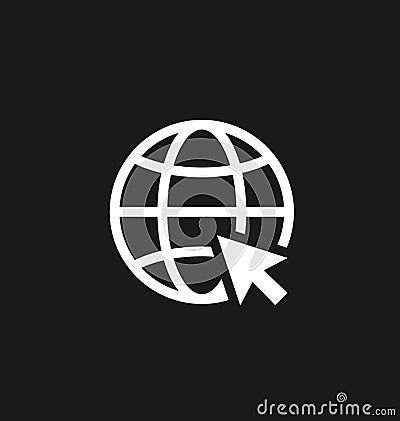 Go to web internet icon / sign in flat style isolated. Earth globe symbol for your web site, logo, app, UI design. Vector Vector Illustration
