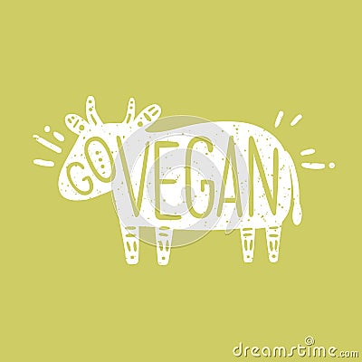 Go vegan motivational illustration. Vector Illustration