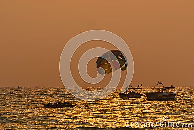 Goa Beach Water Sports During Sunset Editorial Stock Photo