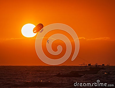 Parasailing at the colva beach in Goa India Stock Photo