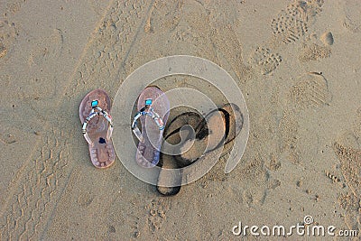 Beach, flip-flops for the sand Stock Photo