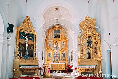 Goa Velha, Goa, India. Altar Of Our Lady Of Pilar Church. Fr. Agnel s Church. Chapel of Reconciliation. Editorial Stock Photo