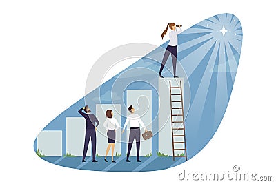 Goal achiement, teamwork, growth, profit, success concept Vector Illustration