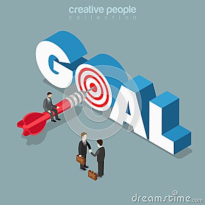 Goal achievement target letter flat 3d isometric vector Vector Illustration