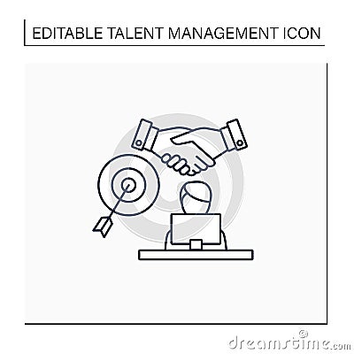 Goal agreement employee line icon Vector Illustration