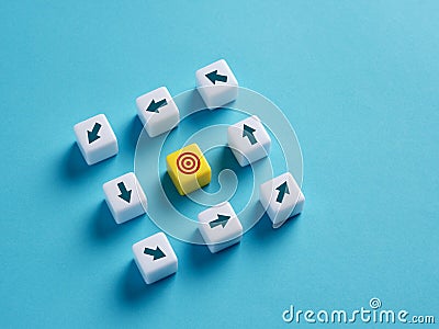 Goal disorientation and lack of vision. Inability to set the right business objectives Stock Photo