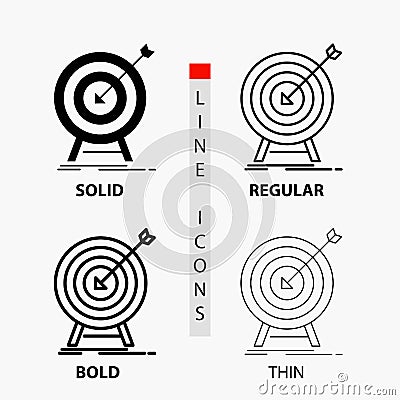 goal, hit, market, success, target Icon in Thin, Regular, Bold Line and Glyph Style. Vector illustration Vector Illustration