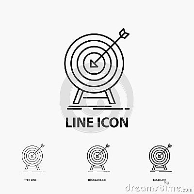 goal, hit, market, success, target Icon in Thin, Regular and Bold Line Style. Vector illustration Vector Illustration