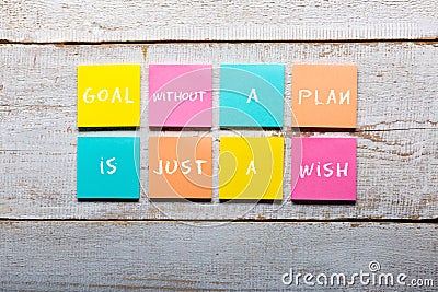 Goal without a plan is just a wish - motivational handwriting Stock Photo